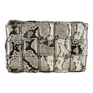 Unica Firenze Woven Leather Clutch Shoulder bag NWT in Snake Print
